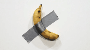 What is the Banana taped to the wall artwork about?